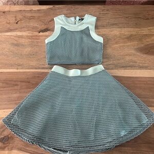 MissBehave size 10 Aqua and Black Mesh Tank and Skirt set